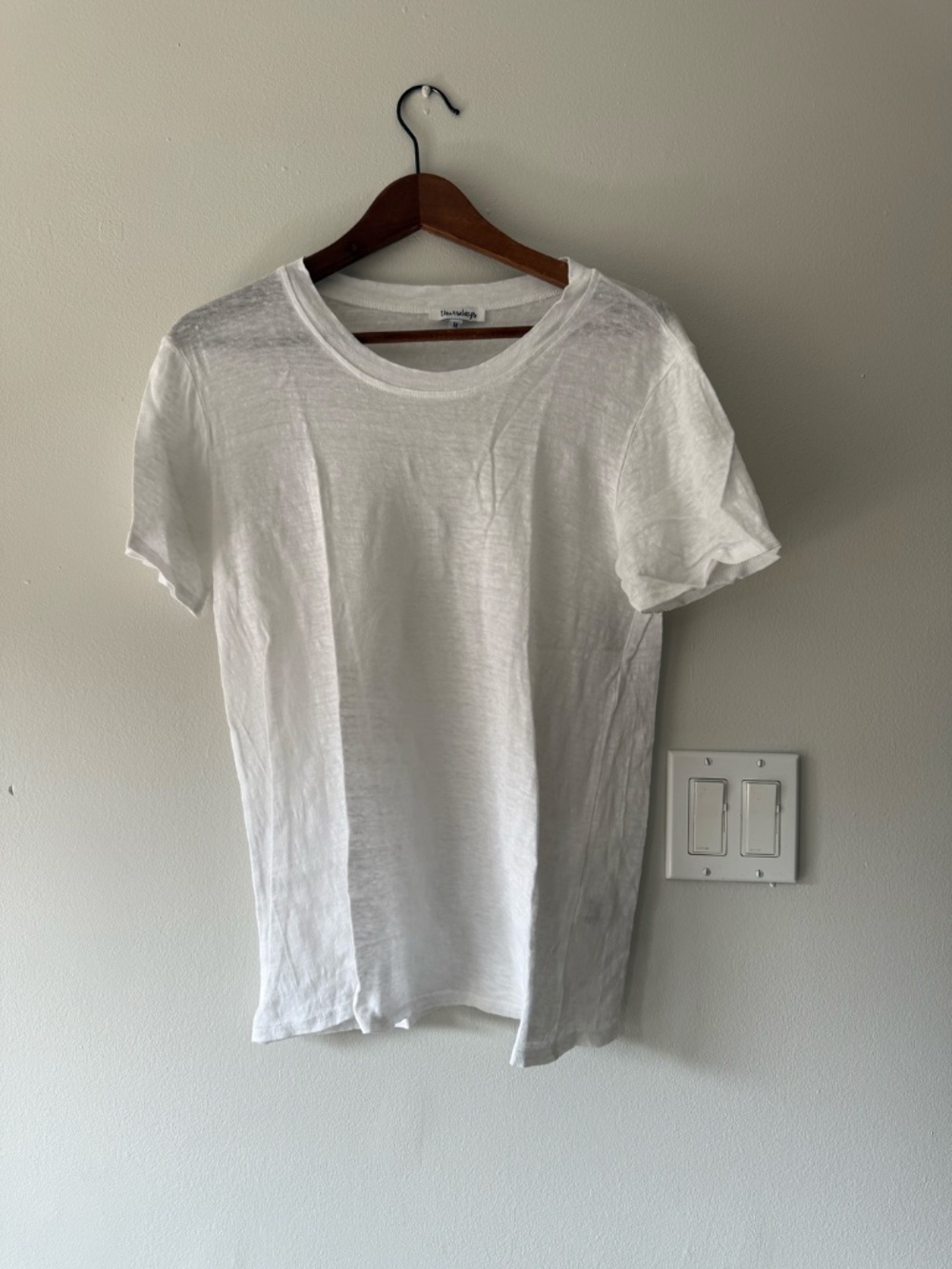 White Linen T-Shirt | Slightly Sheer | Size Medium